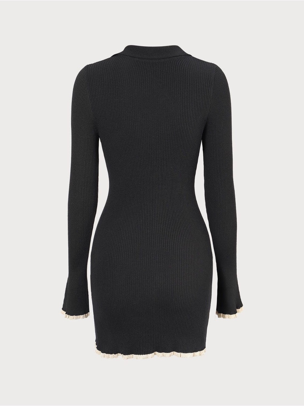 Black Ribbed Button-Front Knit Dress - Picture 5 of 5